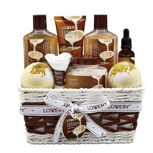Lovery Vanilla Coconut Bath & Body Gift Set - 9 piece gift basket